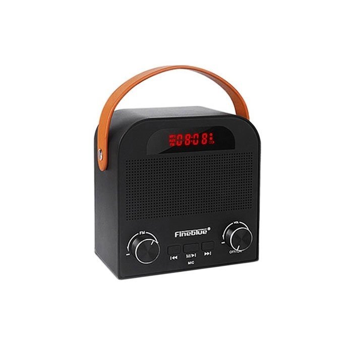Hi-Fi Stero Bluetooth Speaker Fineblue FM-888 with Clock Display Portable Outdoor AUX/FM/TF Card - Color: Black