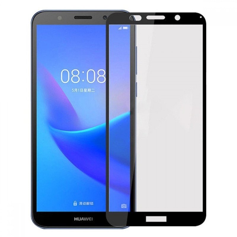 Tempered Glass Screen Protector 9H/5D Full Glue Full Cover 0.3mm for Huawei Y5 2018/Y5 Prime 2018/Honor 7S - Color: Black