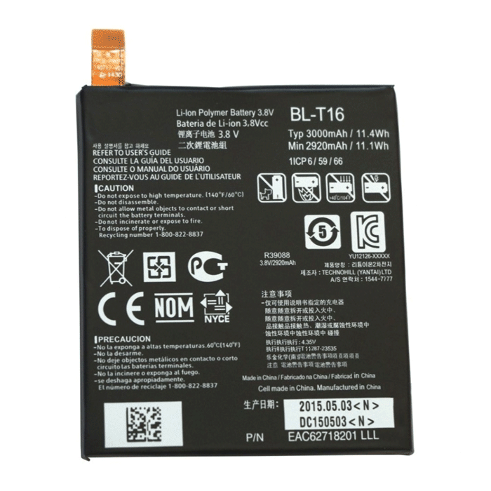 Battery Compatible with LG BL-T16 for LG G FLEX 2/H955 - 3000 mah