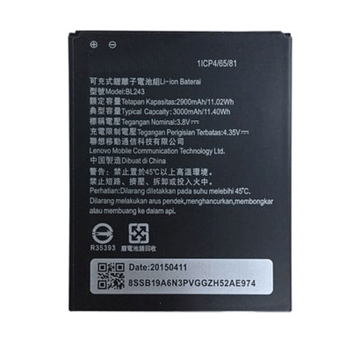 Compatible With Battery Lenovo BL243 for A7000/K3 Note/K50/S8/A7600 - 3000 mAh