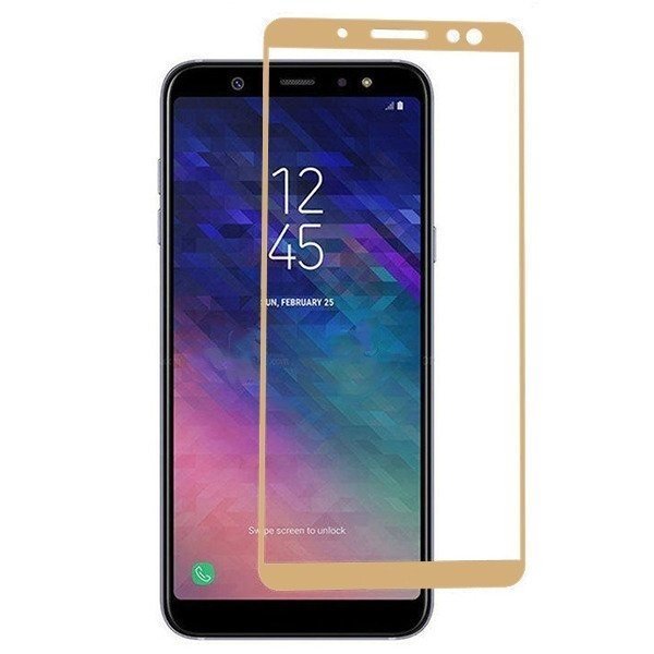 Screen Protector Tempered Glass 5D Full Cover Full Glue 0.3mm for Samsung Galaxy A605F A6 Plus 2018 - Color: Gold