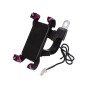 Bracket Motorcycle/bicycle Mobile Phone Holder with charger - Χρώμα: Μαύρο