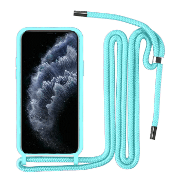 Silicone Back Cover With Strap for Samsung A325F Galaxy A32 4G - Color: Turquoise