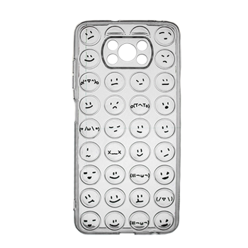 Silicone Case Emoji for Xiaomi POCO X3 - Color: Clear
