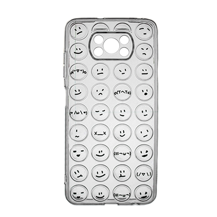 Silicone Case Emoji for Xiaomi POCO X3 - Color: Clear