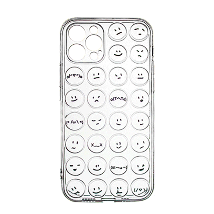 Silicone Case With Emoji for iPhone 12 Pro - Color: Clear