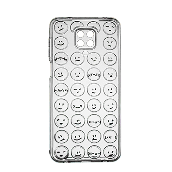 Silicone Case with Emoji for Xiaomi Redmi Note 9S - Color: Clear