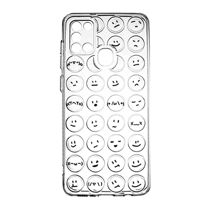 Silicone Case with Emoji for Samsung A21S - Color: Clear