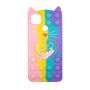 Silicone Case with Ears Colorful Bubbles for Xiaomi Redmi 9C - Design: Colorful Heart (Coral -  Light Purple)