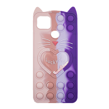 Silicone Case Colorful Bubbles for Xiaomi Redmi 9C - Design: Colorful Heart (Pink - Purple)