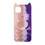 Silicone Case with Ears Colorful Bubbles for Samsung Galaxy A22 5G - Design: Colorful Heart (Pink - Purple)