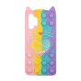 Silicone Case with Ears Colorful Bubbles for Samsung Galaxy A32 4G - Design: Colorful heart (Coral - Light Purple)