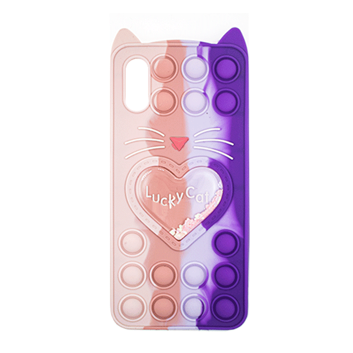 Silicone Case Colorful Bubbles for Xiaomi Redmi 9A/9i/9AT- Design: Colorful Heart (Pink - Purple)