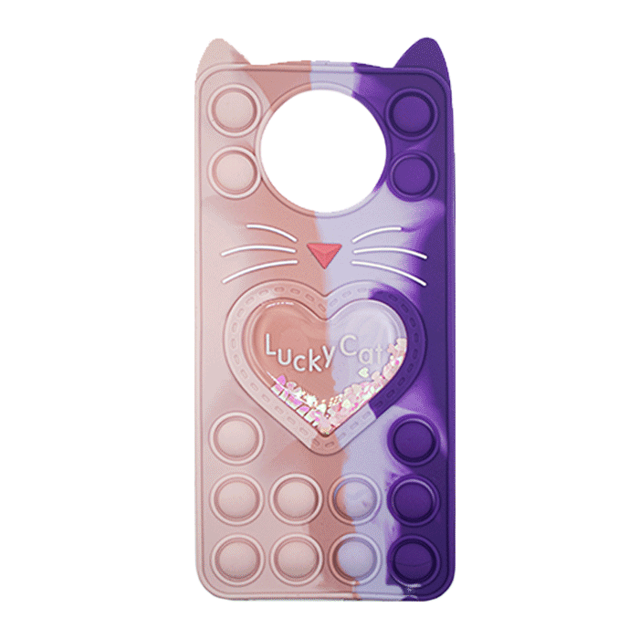 Silicone Case with Ears Colorful Bubbles for Xiaomi Poco X3 - Color: Colorful Heart (Pink- Purple)