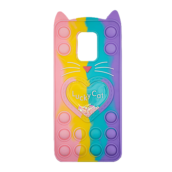 Silicone Case Colorful Bubbles for Xiaomi Redmi Note 9s - Design: Colorful Heart (Coral - Light Purple)