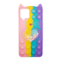 Silicone Case with Ears Colorful Bubbles for Samsung Galaxy Α12 - Design: Colorful Heart (Coral -  Light Purple)