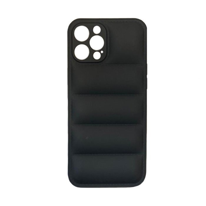 Silicone Back Cover wavy for Apple IPhone 12 Pro Max - Color: Black