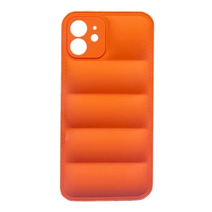Silicone Back Cover wavy for Apple IPhone 12 - Color: Orange