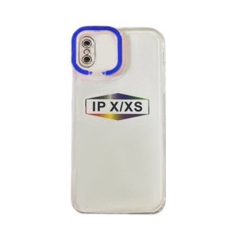 Fashion Candy Color With Colored Frame Camera For Iphone X/XS - Color: Dark Blue