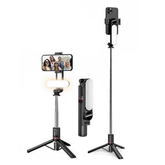 L15 Selfie Stick Mobile Phone Tripod with Bluetooth - Color: Black