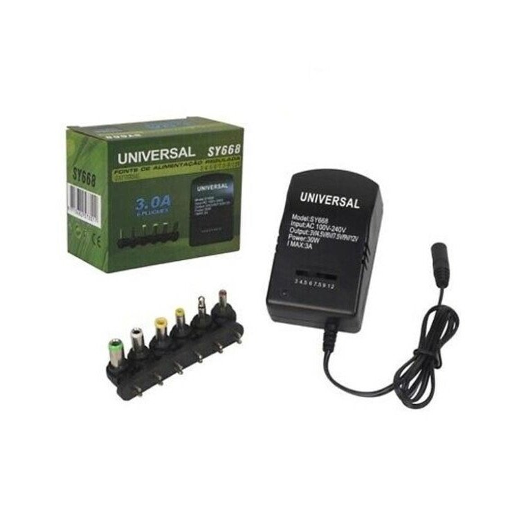 Ρυθμιζόμενο Universal Τροφοδοτικό 3 έως 12V 3A 30W με 6 βύσματα (SY668)