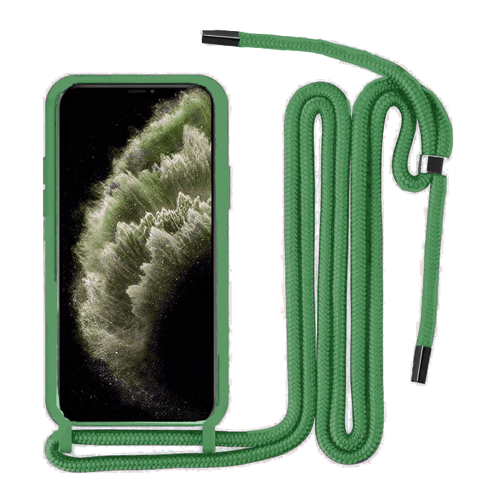 Back Cover Silicone With Strap For Apple iPhone 14 Pro Max - Color: Dark Green