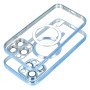 Back Cover Silicone Magsafe With Camera Lens And Colored Frame For Apple iPhone 12 - Color: Sky Blue