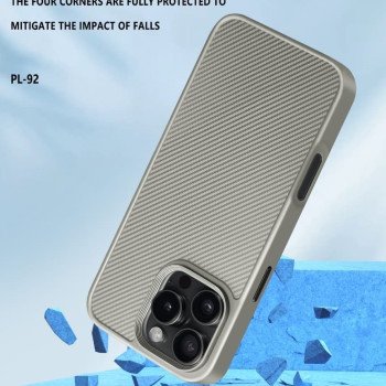 Piblu PL92 Phone Case Carbon Fiber Pattern Anti Fall Nonstick Fingerprint For Apple IPhone 16 Plus - Black