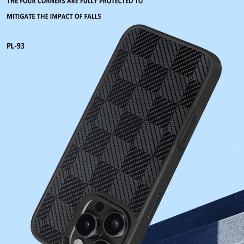 PIBLUE PL93 Phone Case Skin Like Matte Check Anti Fall Nonstick Fingerprint For Apple IPhone 16 - Black