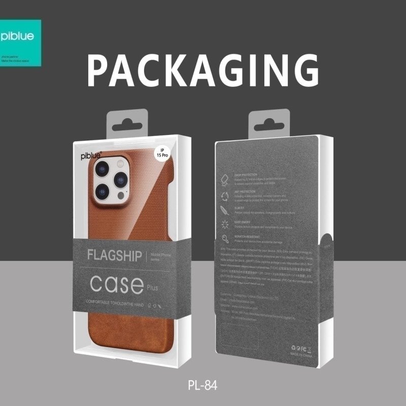 PIBLUE PL84 Leather Non Slip half Pack Phone Case For Apple IPhone 15 Pro Max - Brown