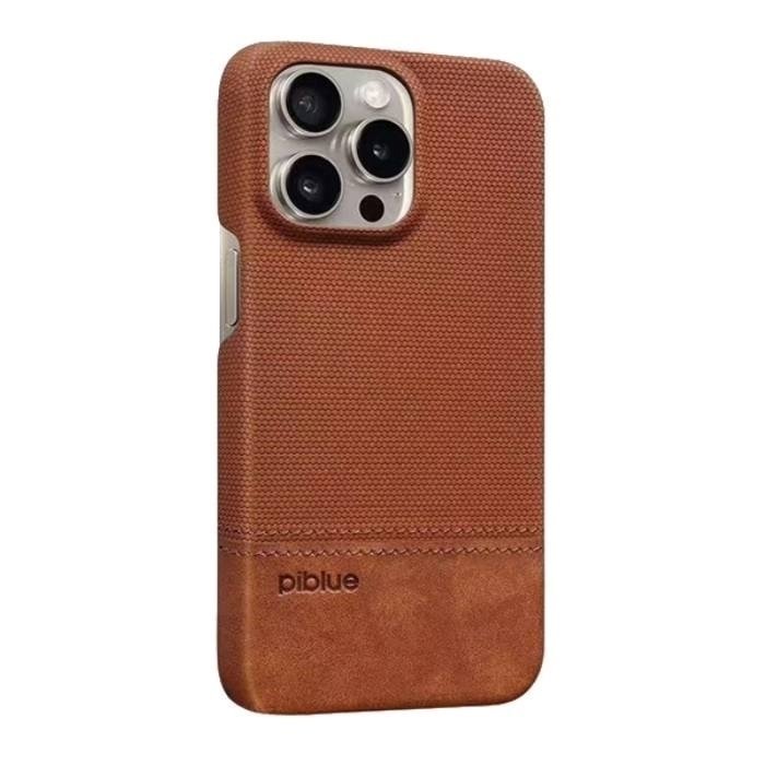 PIBLUE PL84 Leather Non Slip half Pack Phone Case For Apple IPhone 15 Pro Max - Brown