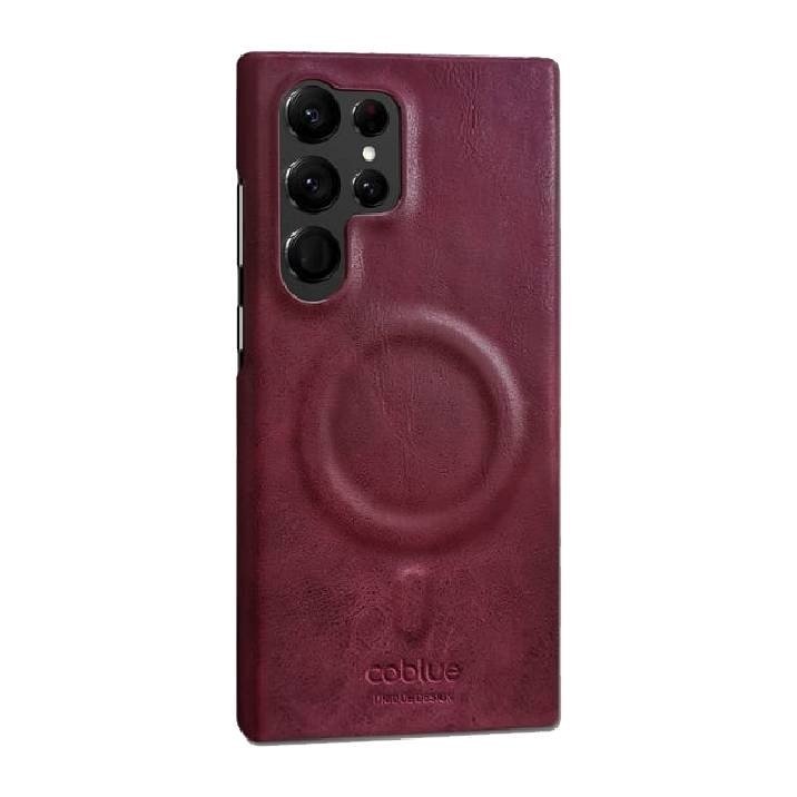 COBLUE CBSA28 Plain Leather Magnetic Wireless Charger Phone Case For SAMSUNG GALAXY S22 - BORDEAUX