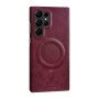 COBLUE CBSA28 Plain Leather Magnetic Wireless Charger Phone Case For SAMSUNG GALAXY S22 - BORDEAUX