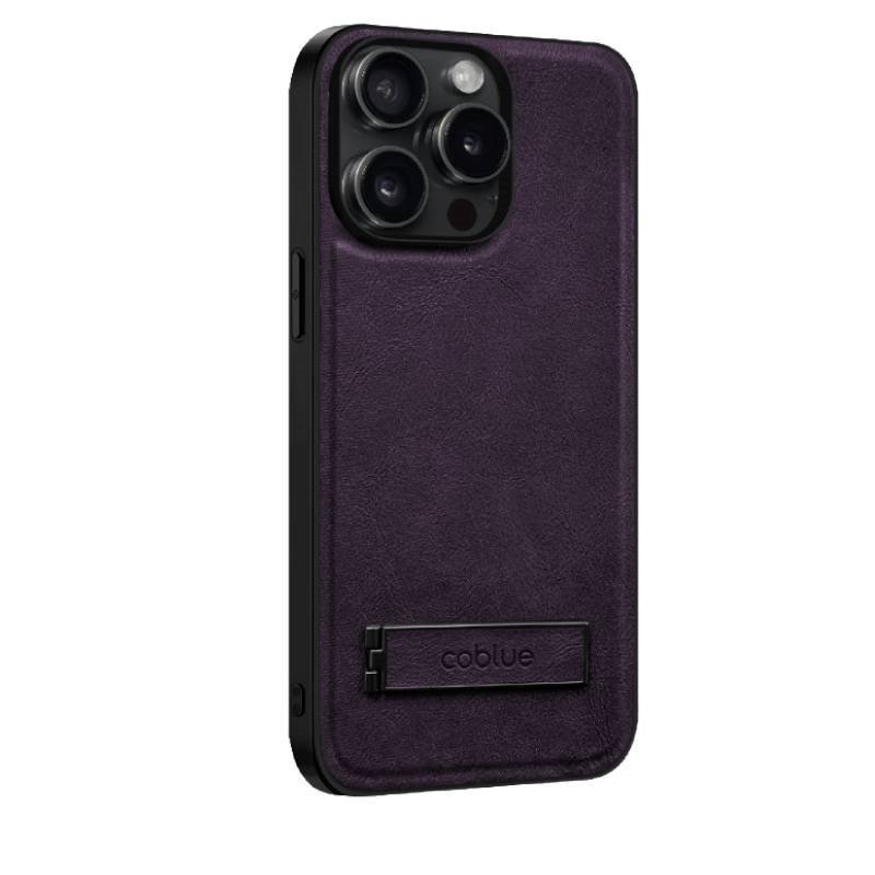 COBLUE CBSA24 LEATHER INCLUSIVE ANTI DROP STAND PHONE CASE FOR APPLE IPHONE 14 - PURPLE