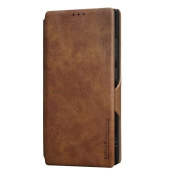 COBLUE ABS09 ΚΑΛΥΜΜΑ ΘΗΚΗ ΤΗΛΕΦΩΝΟΥ ΔΕΡΜΑΤΙΝΟ ΠΤΥΣΣΟΜΕΝΟ ΣΤΑΝΤ ΓΙΑAPPLE IPHONE 16 PRO - BROWN