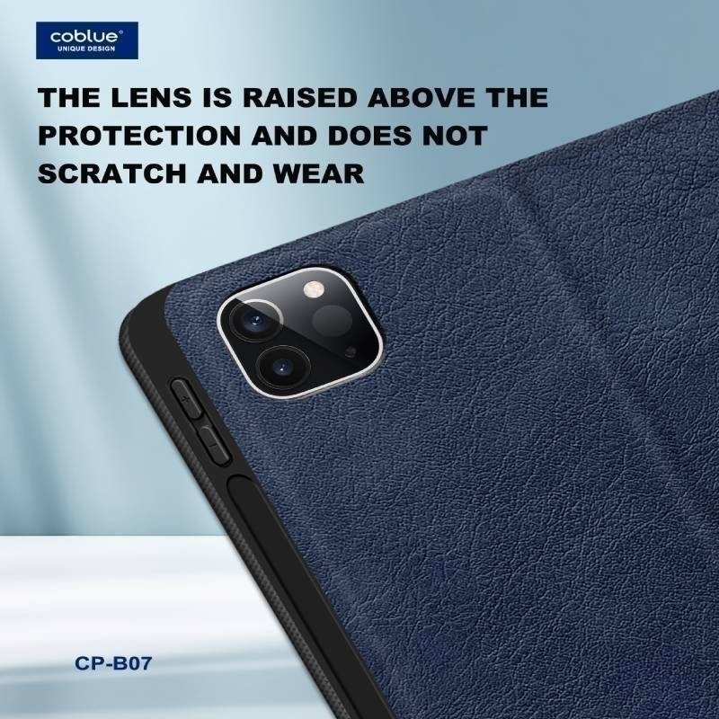 COBLUE CPB07 PLAIN LEATHER BRACKET CASE FOR APPLE IPAD PRO 13 2024 - BLUE