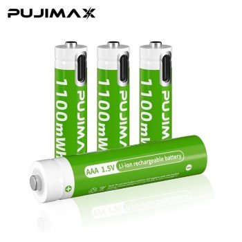 PUJIMAX Type-C Input 1.5V AAA Li-ion Rechargeable Battery - 1100mAh (2Pcs)