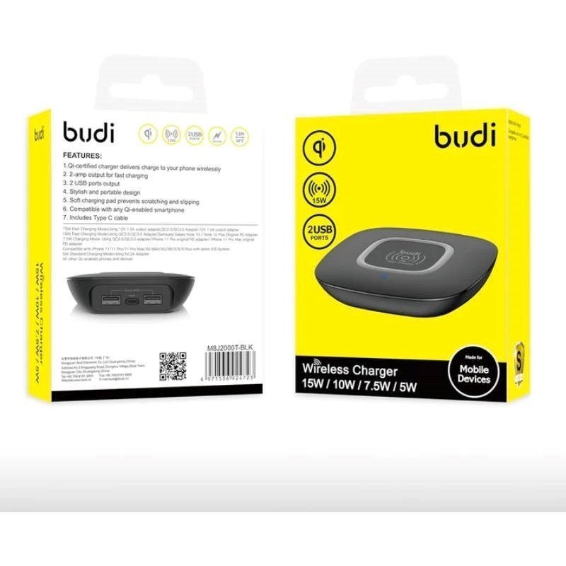 Budi WL2000TB 15W/10W/7.5W/5W Ασύρματος Φορτιστής (Qi Pad) Μαύρο