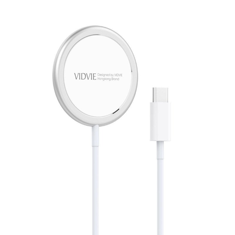 Vidvie WLC1405 15W Ασύρματος Φορτιστής και Καλώδιο USB-C - Λευκό