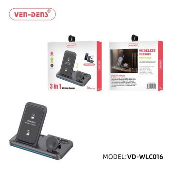 VEN-DENS VD-WLC016 15W Στάντζα Aσύρματος φορτιστής 3 σε 1 - Μαύρο