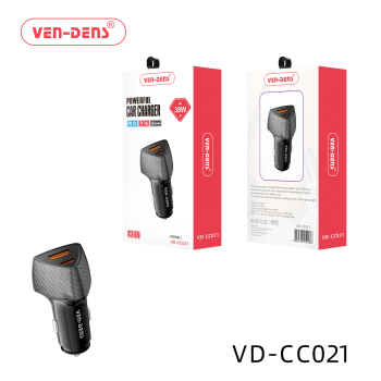 VEN-DENS VD-CC021 Φορτιστής Αυτοκινήτου με 2x Θύρες 20W-USB Type-C Και 18W-USB-Type A - Μάυρο