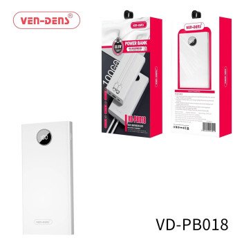 VEN-DENS VD-PB018 Power Bank 22,5W Φορητός φορτιστής με Διπλό καλώδιο Type c Και  Lightning 10000mAh - Λέυκο