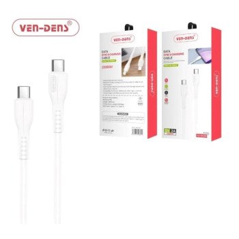 VEN-DENS VD-DCD06 Καλώδιο Φόρτισης και Μεταφοράς Δεδομένων USB-C σε USB-C (3m) - Χρώμα: Λέυκο