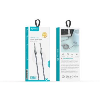 TUQIN QY07 Καλώδιο Ήχος AUX Audio Jack 3.5mm Σε Jack 3.5mm  1.2m - Χρώμα: Ασημί