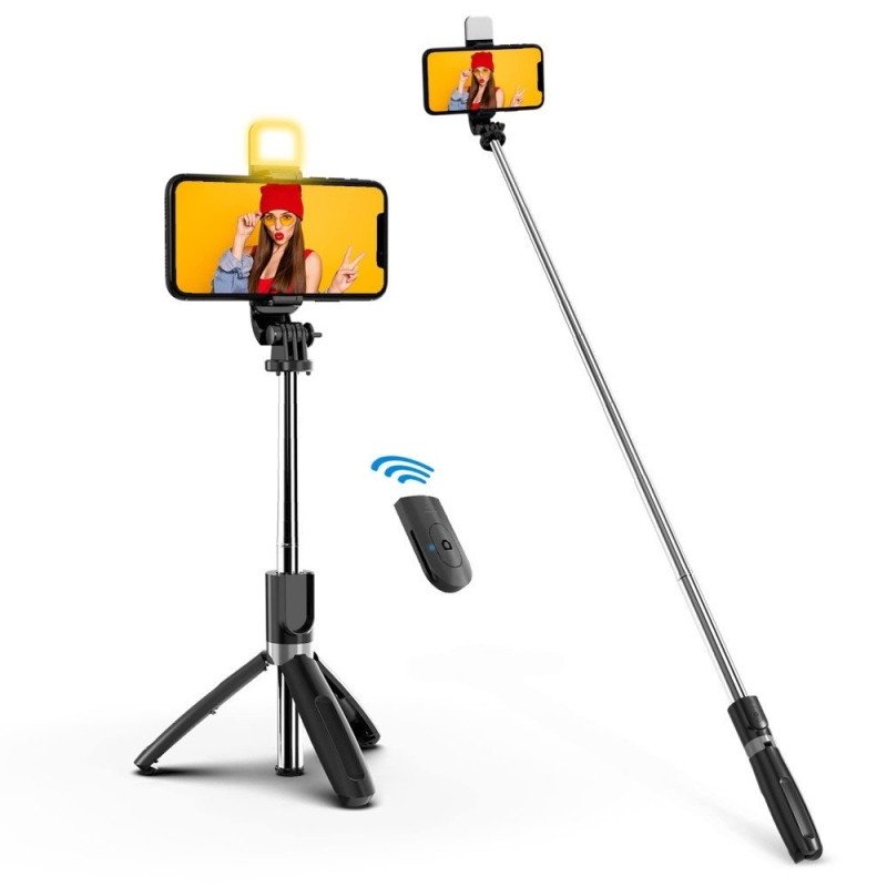 Fill Light Jc-19H Selfie Stick Tripod With Bluetooth