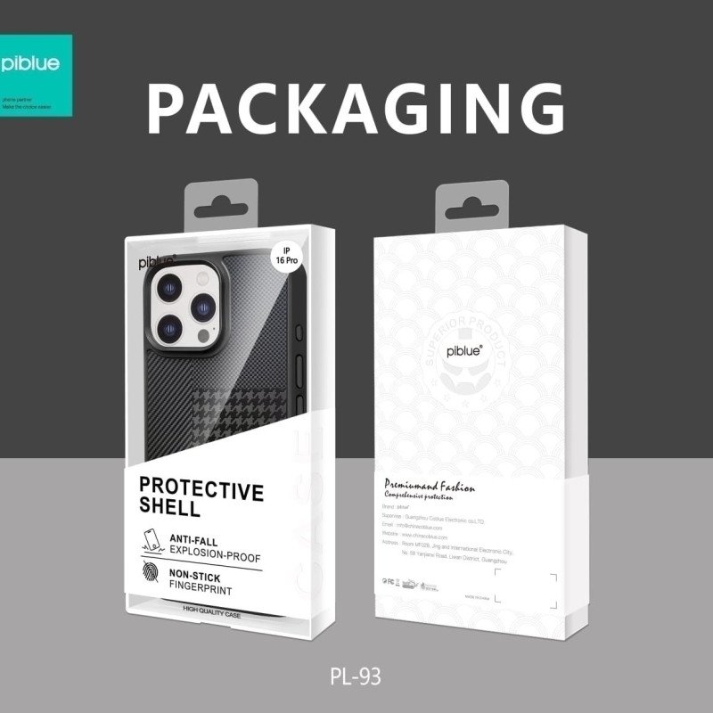 PIBLUE PL93 Θήκη τηλεφώνου Skin Like Matte Check Anti Fall Nonstick Fingerprint Για Apple IPhone 15 Pro Max - Σκουρο Γκρι