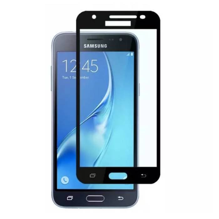 Screen Protector Tempered Glass 9H/5D Full Glue Full Cover 0.1mm for Samsung Galaxy J320F J3 2016 - Color: Black