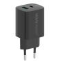 Vidvie PLE248 PD 20W Φορτιστής με 1 Θύρες USB-A και 1 Θύρες USB-C και Καλώδιο USB-A σε Lightning - Μαύρο