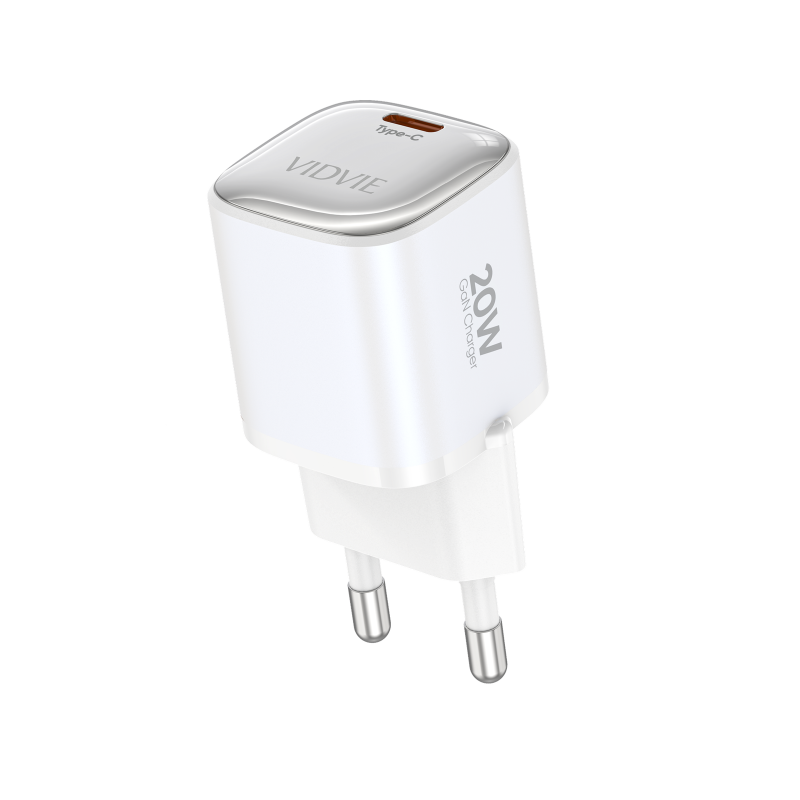 Vidvie PLE256 PD 30W Φορτιστής GaN με 1 Θύρες USB-C και Καλώδιο Type-C Σε Lightning - Λευκό