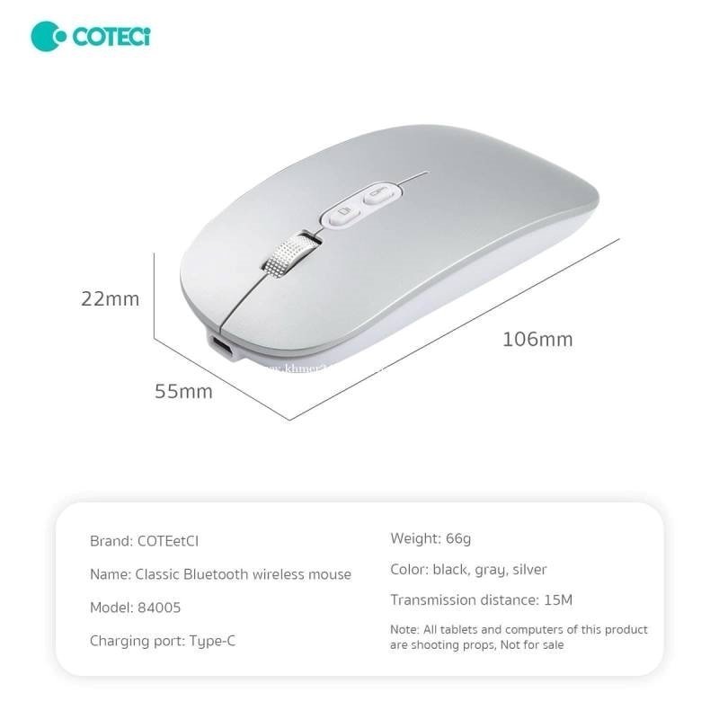 Coteci 84005-Ts Classic Bluetooth Wireless Mouse - Silver